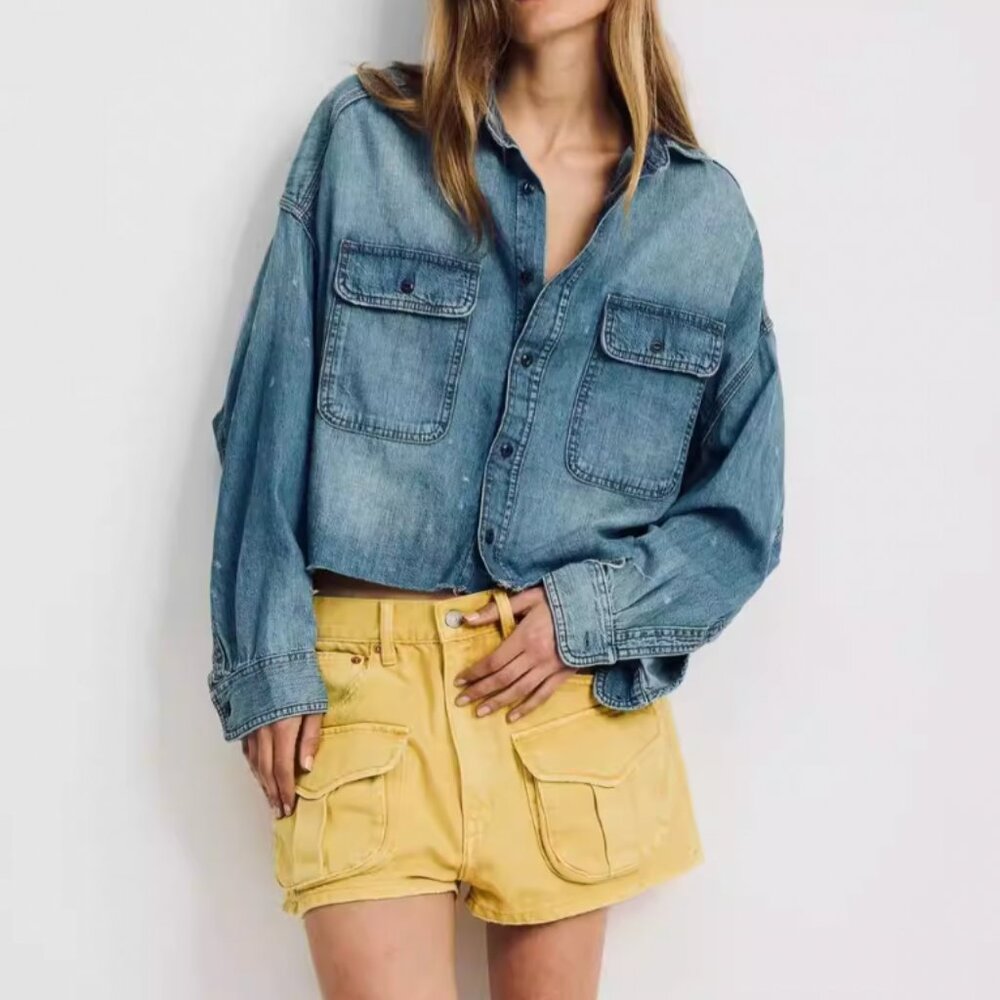 NWT Denimist Claire Cargo Short 24/25/26/27 Vibrant Yellow Oversized Causal